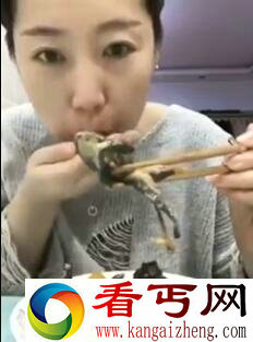美女直播吃整只青蛙 血淋淋画面好恶心
