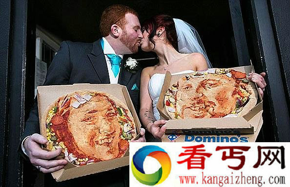 英国新婚夫妇打造独特肖像匹萨