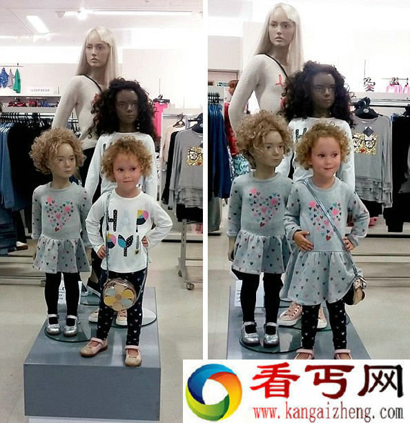 3岁小女孩逛街 竟遇到另一个自己