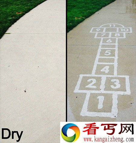 防水喷雾绘画成为新的雨天街头艺术