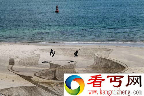 沙滩3D作画