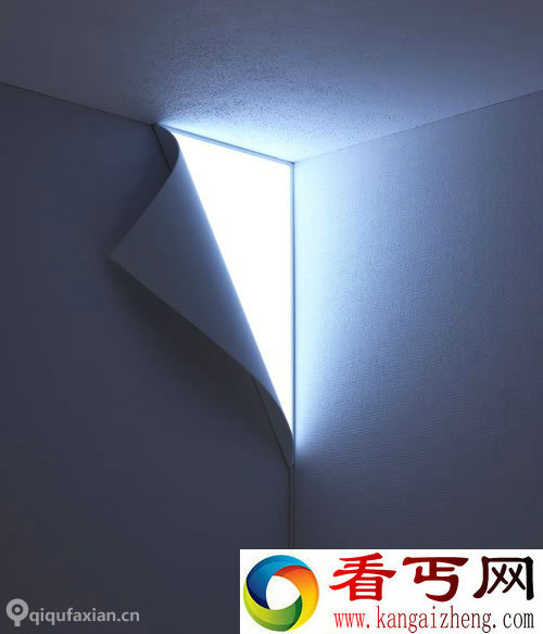 Peel Wall Light 发光的墙角 是壁灯制造的一种视觉效果
