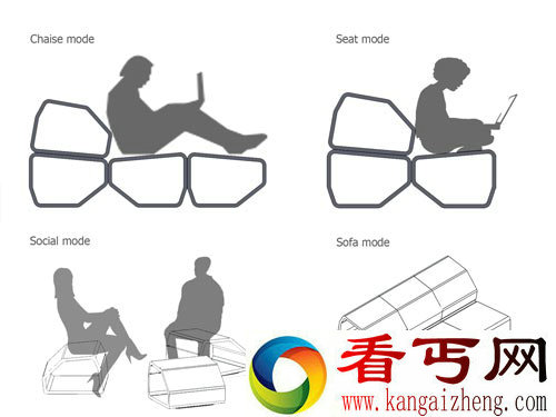 模块化座位系统 根据用户需求组合为座椅