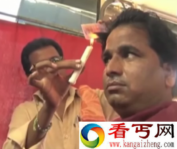 厉害了我的哥 印度小哥竟然用蜡烛理发