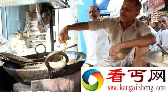 大爷，您的手疼么？ 印度奇男子徒手下油锅炸薯条