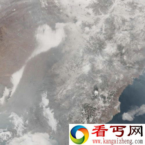 [图文]太空拍摄中国上空的灰色雾霾层