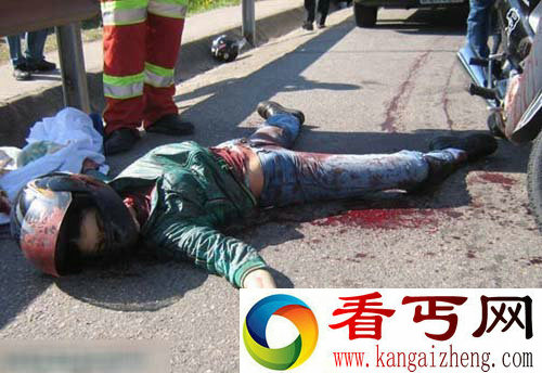 女孩开摩托车被电线&quot;割&quot;喉惨死(现场女尸)