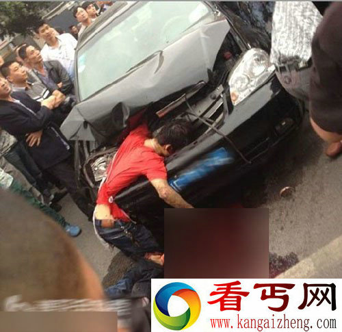 绵竹血腥车祸:男子被撞陷进车头惨死 慎看！