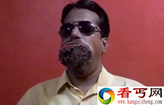 印度男子能在嘴巴里塞进1001根吸管