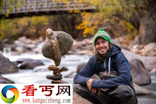 加拿大艺术家展示叠石块绝技 仅靠重力维持平衡