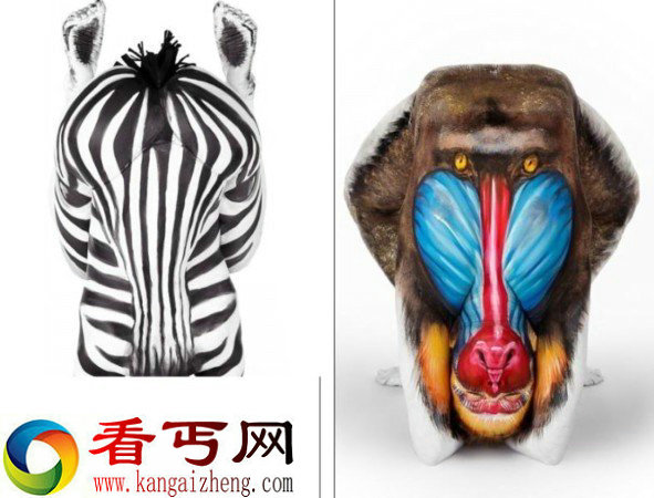 人体彩绘秀图片 将人体模特彩绘变为野兽
