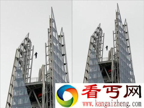 高楼上表演悬浮术