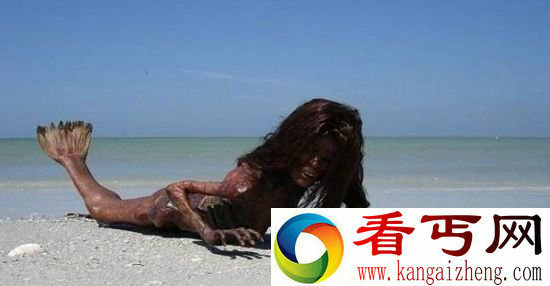 美人鱼在海滩晒成干尸 长发过肩 发色暗红