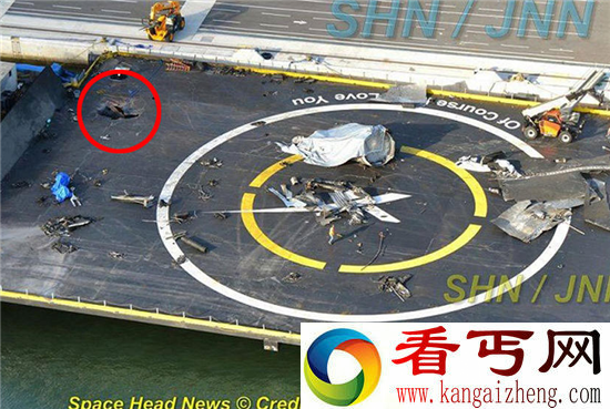 SpaceX猎鹰火箭回收又失败 海上驳船被砸出个大坑
