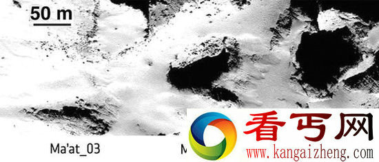 罗塞塔号在67P彗星上发现 数个巨大灰岩坑