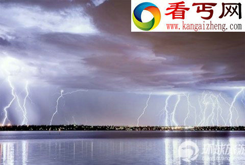 全球奇特自然景观 地平线上闪电日落