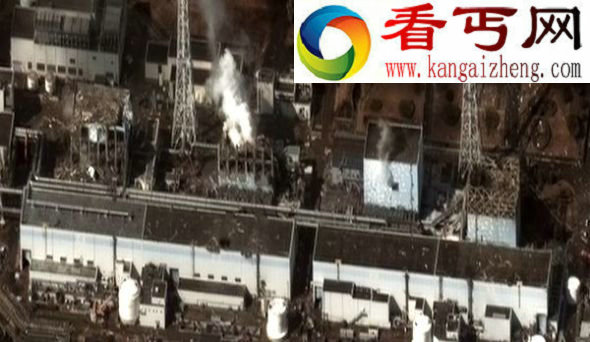 1号、2号、3号和4号反应堆(图片来源DigitalGlobe/Getty Images) 卫星太空拍日本反应堆爆炸揭示可怕破坏