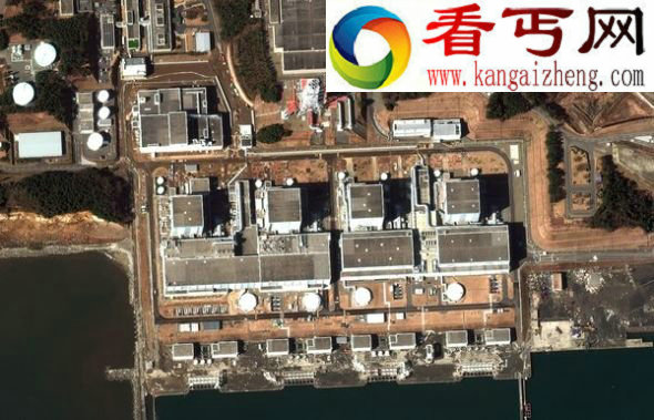 爆炸前的核电站(图片来源DigitalGlobe/Getty Images) 卫星太空拍日本反应堆爆炸揭示可怕破坏