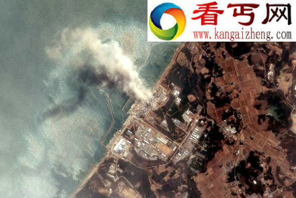爆炸后的核电站(图片来源DigitalGlobe/Getty Images) 卫星太空拍日本反应堆爆炸揭示可怕破坏